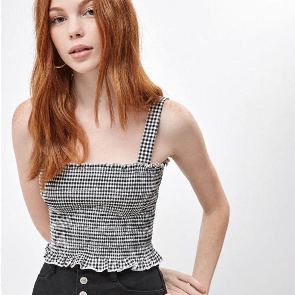 Gingham Smocked Top